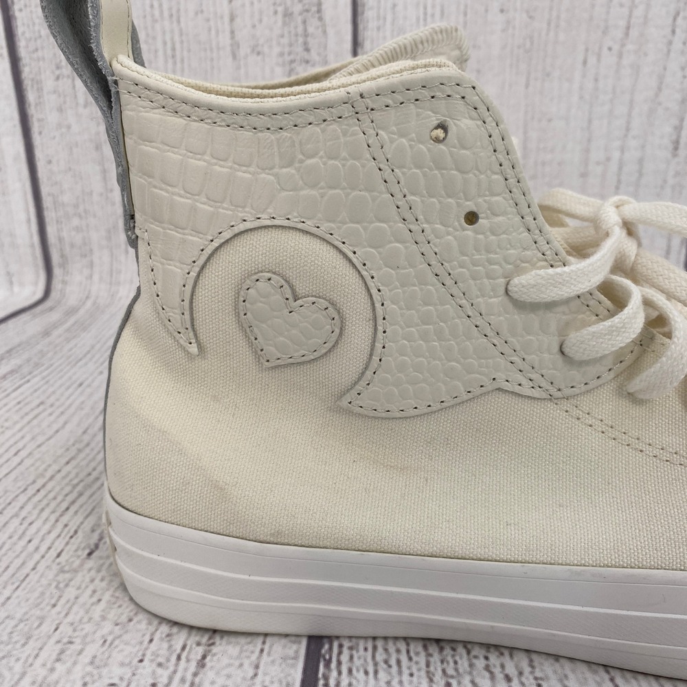 Converse Chuck Taylor All Star Unisex 7M/9W Egret White Heart Croc Western - Picture 4 of 15